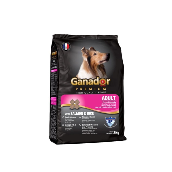Thức ăn hạt Ganador Salmon & Rice cho chó trưởng thành gói 3kg