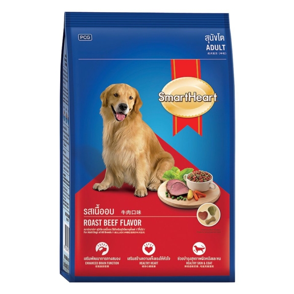 Thức ăn Smartheart vị bò nướng cho chó trưởng thành 3kg